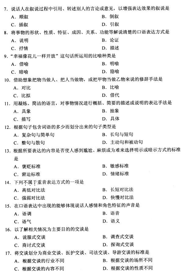 2019年4月自考公共关系口才真题(2) 2019年4月自考公共关系口才真题(2)