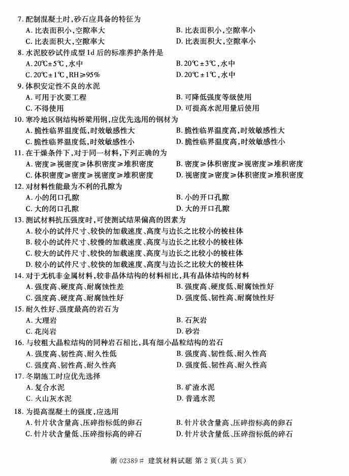 全国2015年4月自考建筑材料真题 全国2015年4月自考建筑材料真题(2)