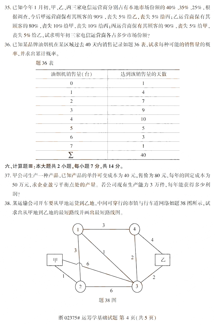 运筹学基础4.jpg 2019年10月成人自考建筑施工一真题(4)