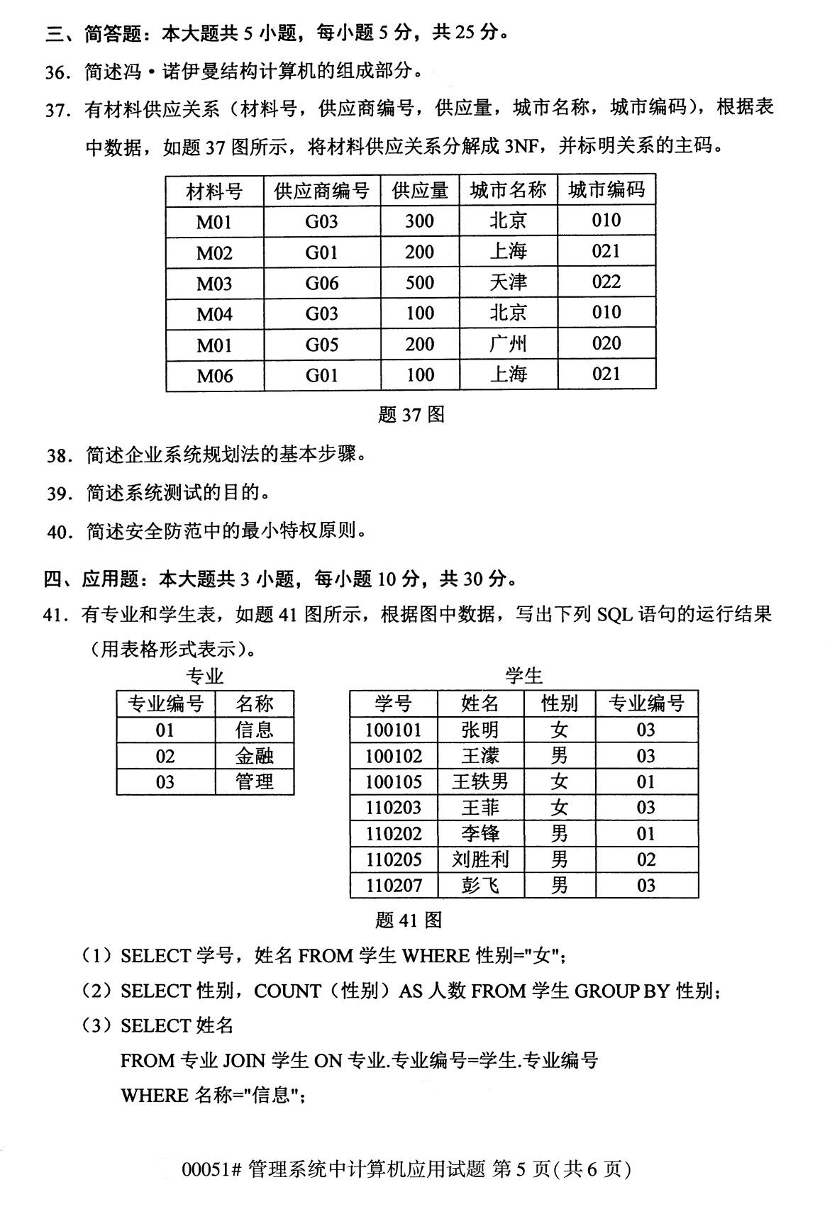 2020年8月福建省自学考试本科管理系统中计算机应用真题(图5)