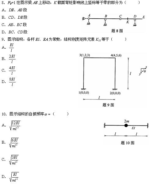 全国2010年4月高等教育自学考试结构力学(二)试(3) 全国2010年4月高等教育自学考试结构力学(二)试(3)