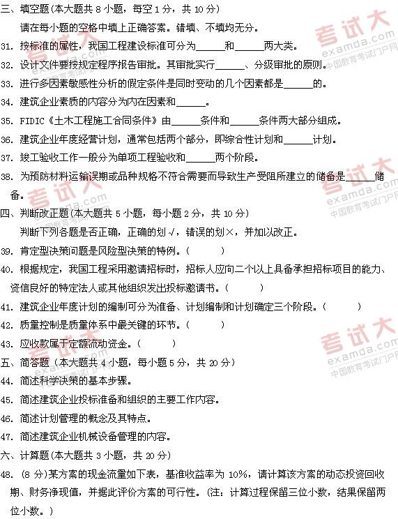 全国2011年1月高等教育自学考试建筑经济与企业管(5) 全国2011年1月高等教育自学考试建筑经济与企业管(5)
