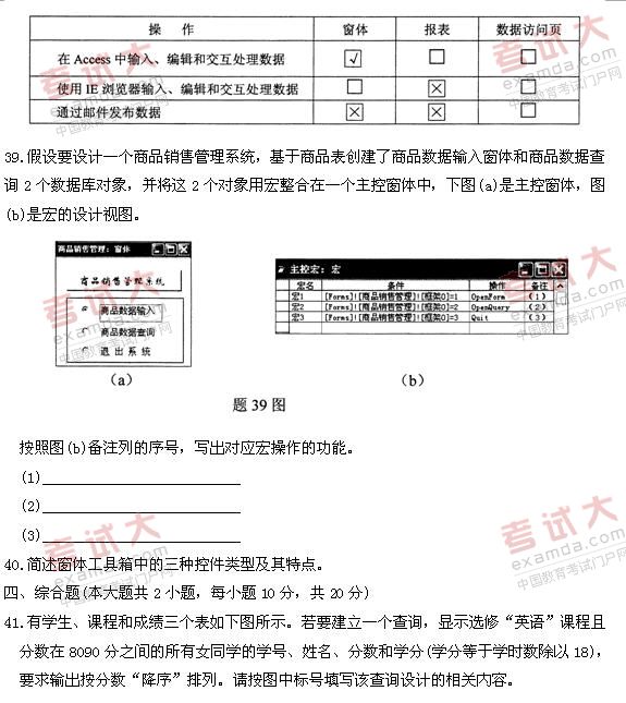 全国2010年10月高等教育自学考试数据库及其应用(1) 全国2010年10月高等教育自学考试数据库及其应用(1)