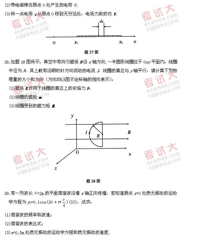全国2011年1月高等教育自学考试物理(工)试题(5) 全国2011年1月高等教育自学考试物理(工)试题(5)