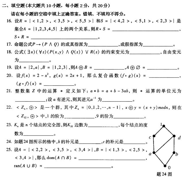 全国2011年4月高等教育自学考试离散数学试题(3) 全国2011年4月高等教育自学考试离散数学试题(3)