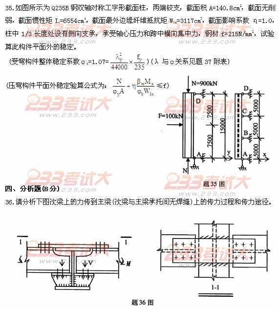 全国2011年4月高等教育自学考试钢结构试题(8) 全国2011年4月高等教育自学考试钢结构试题(8)