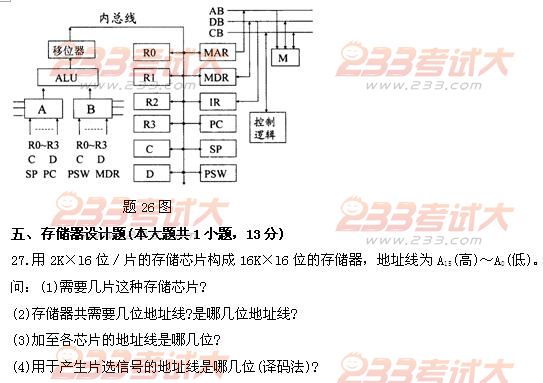 全国2011年4月高等教育自学考试计算机组成原理试(6) 全国2011年4月高等教育自学考试计算机组成原理试(6)
